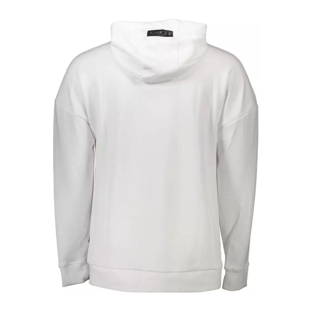 Plein Sport | Elevated Casual White Hooded Sweatshirt| McRichard Designer Brands   