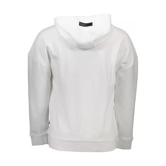 Plein Sport Sleek White Hooded Sweatshirt with Contrasting Print sleek-white-hooded-sweatshirt-with-contrasting-print