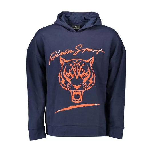 Plein Sport | Sleek Blue Hooded Sweatshirt with Logo Detail| McRichard Designer Brands   