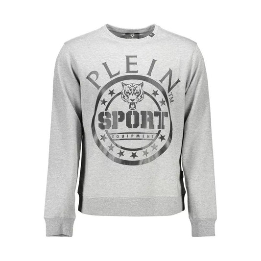 Plein Sport | Sleek Gray Long-Sleeved Sweatshirt| McRichard Designer Brands   