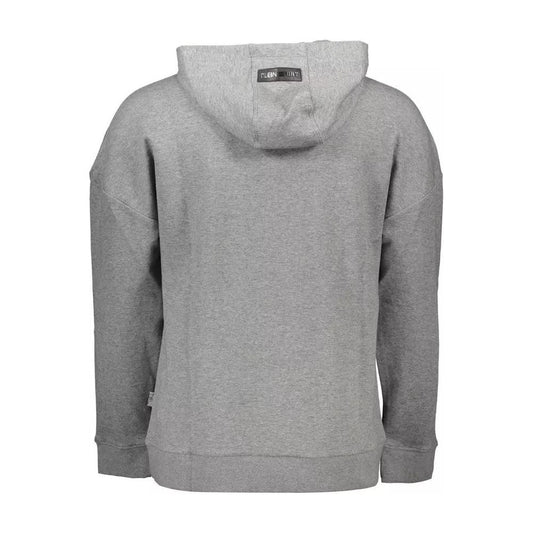 Plein Sport Chic Gray Long-Sleeved Hooded Sweatshirt chic-gray-long-sleeved-hooded-sweatshirt
