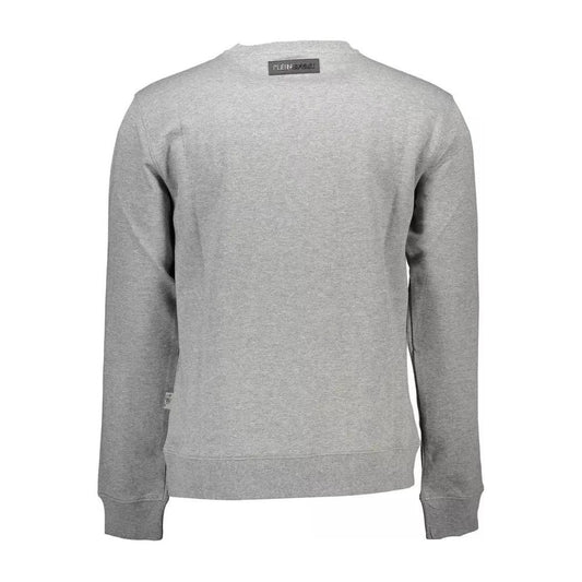 Plein Sport Sleek Gray Long-Sleeve Sweatshirt with Logo sleek-gray-long-sleeve-sweatshirt-with-logo