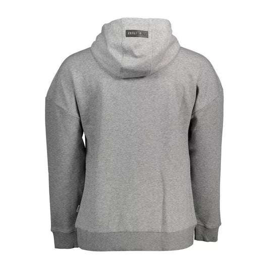 Plein Sport | Sleek Gray Hooded Sweatshirt with Bold Accents| McRichard Designer Brands   