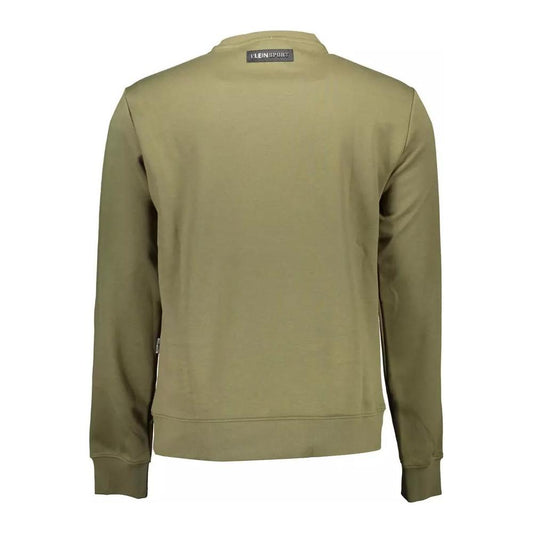 Plein Sport Green Cotton Blend Logo Sweatshirt green-cotton-blend-logo-sweatshirt