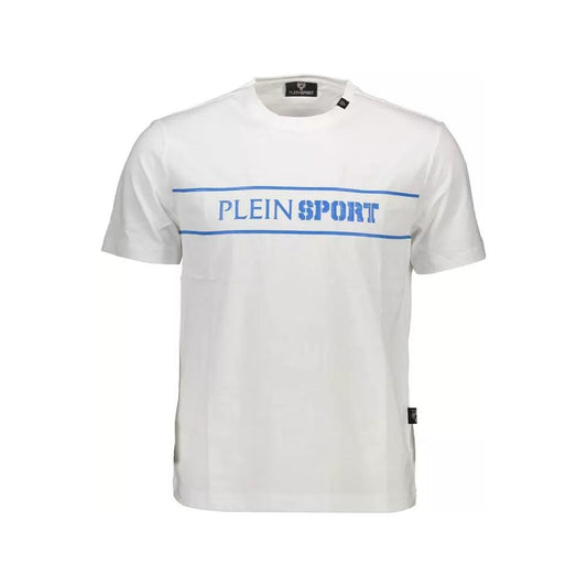 Plein Sport Elevated White Cotton Tee with Signature Details elevated-white-cotton-tee-with-signature-details