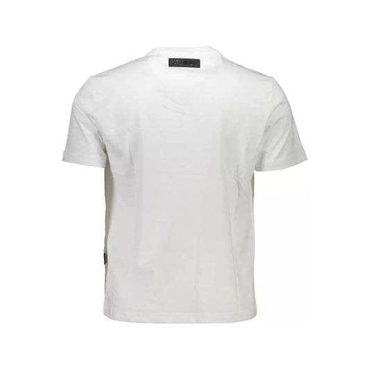 Sleek White Crew Neck Tee with Contrasting Accents