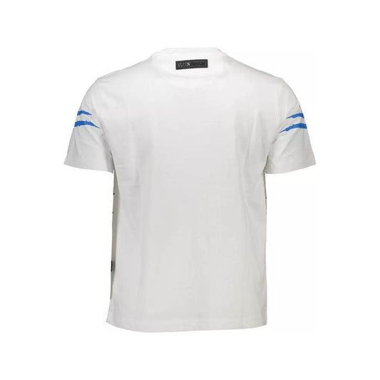 Sleek White Cotton Tee with Bold Contrasts