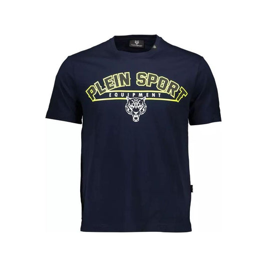 Plein Sport Sleek Blue Cotton Crew Neck Tee sleek-blue-cotton-crew-neck-tee