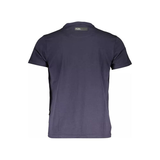 Plein Sport Electric Blue Cotton Tee with Edgy Print electric-blue-cotton-tee-with-edgy-print