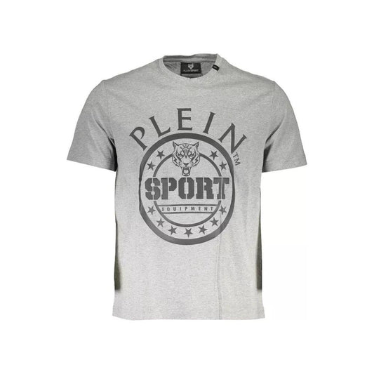 Plein Sport Athletic Gray Cotton Crew Neck Tee athletic-gray-cotton-crew-neck-tee
