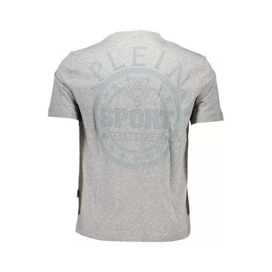 Plein Sport | Sleek Gray Crewneck Tee with Bold Back Print| McRichard Designer Brands   