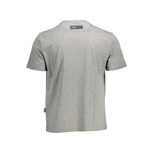Sleek Gray Crew Neck Tee with Bold Accents