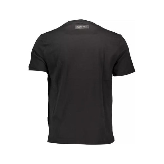 Plein Sport | Sleek Black Cotton Crew Neck Tee with Logo| McRichard Designer Brands   