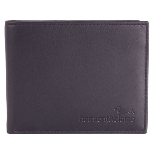 Harmont & Blaine Sleek Calfskin Leather Men's Wallet black-leather-wallet-103