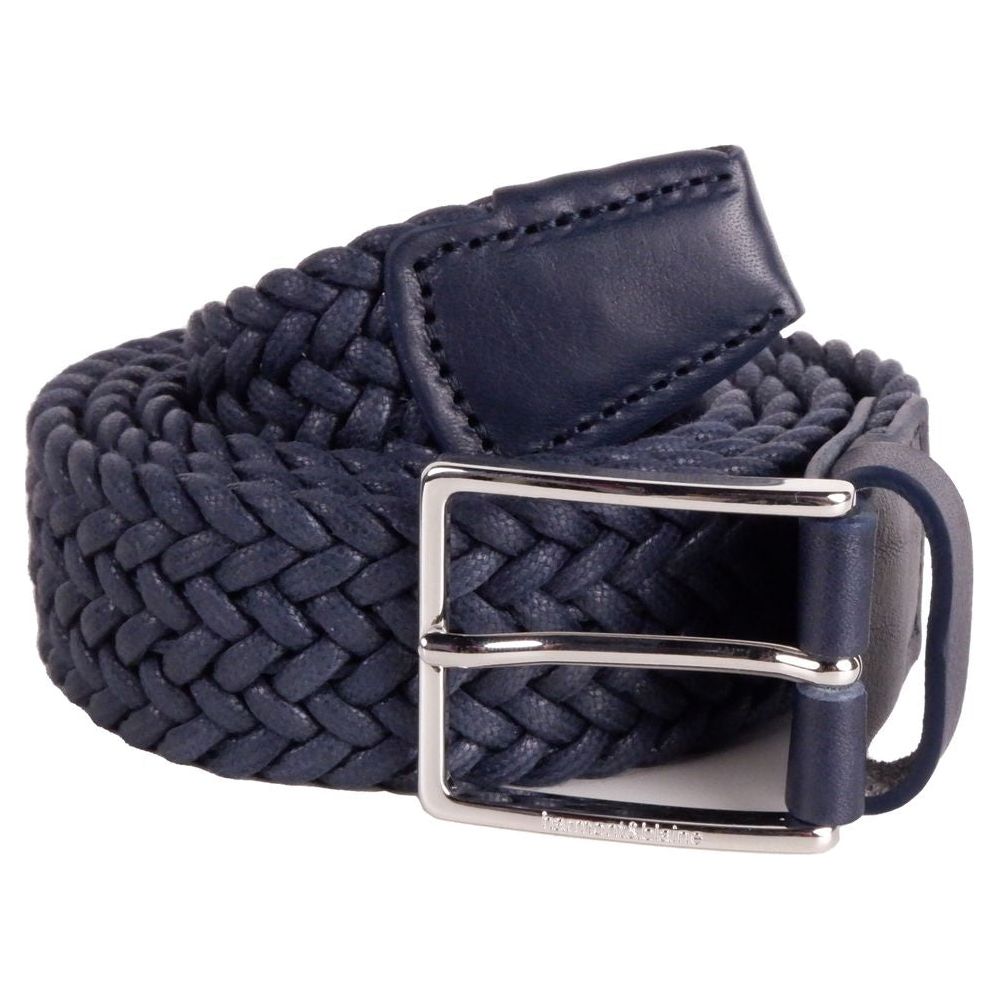 Elegant Dark Blue Fabric Belt with Silver Buckle
