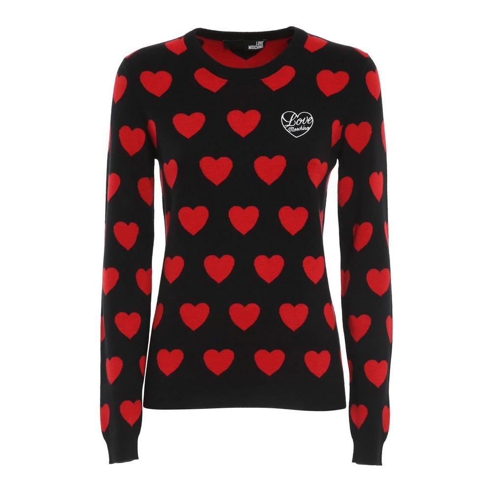 Chic Black Heart Pattern Sweater