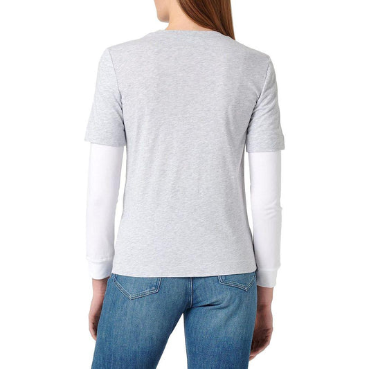 Love Moschino Chic Gray Long-Sleeved Cotton Tee with Logo gray-cotton-tops-t-shirt-8