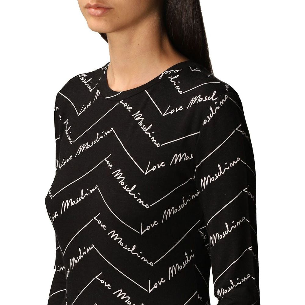 Elegant Long-Sleeved Logo Print Tee