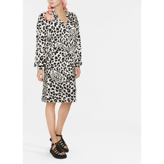 Love Moschino Chic Monochrome Leopard Dress white-viscose-dress-4
