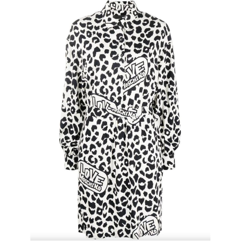 Love Moschino Chic Monochrome Leopard Dress white-viscose-dress-4
