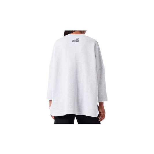 Glittered Cotton Oversized Sweatshirt - Grey