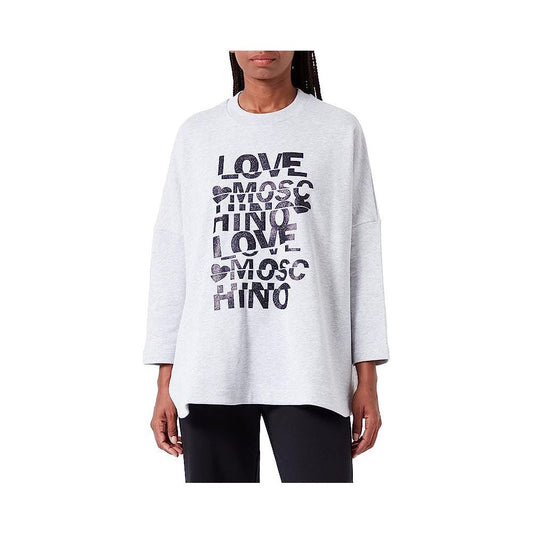 Love Moschino Glittered Cotton Oversized Sweatshirt - Grey glittered-cotton-oversized-sweatshirt-grey