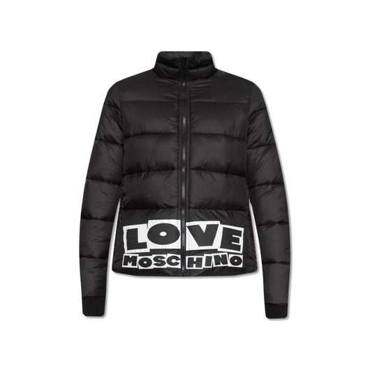Love Moschino Chic Nylon Down Jacket with Bold Logo black-nylon-jackets-coat-10
