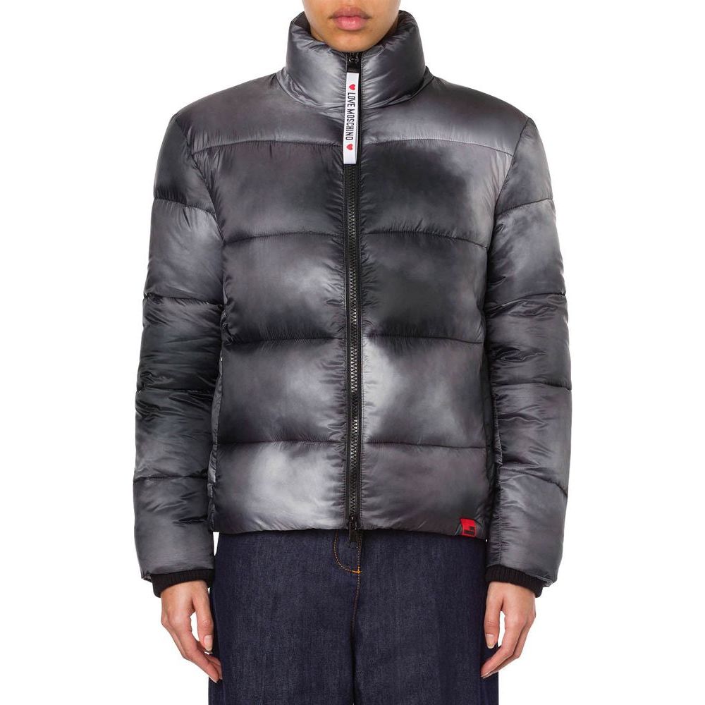 Love Moschino Chic High Collar Down Jacket with Logo Patch chic-high-collar-down-jacket-with-logo-patch