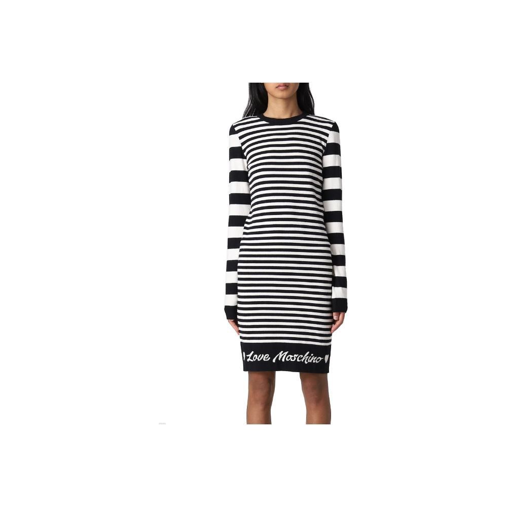 Love Moschino Elegant Striped Knit Dress with Long Sleeves elegant-striped-knit-dress-with-long-sleeves