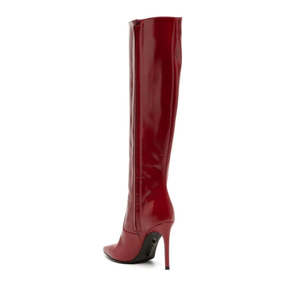Off-White Chic Scarlet Patent Leather Stiletto Boots red-leather-boot