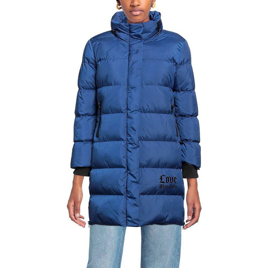 Love Moschino Chic Long Down Jacket with Logo Detail blue-polyester-jackets-coat-16
