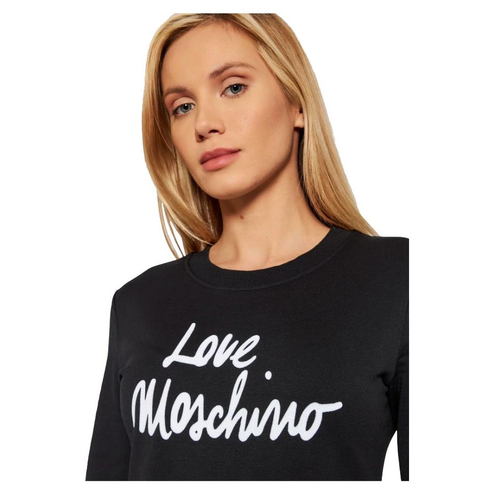 Love Moschino Chic Embossed Logo Cotton Blend Dress black-cotton-dress-21
