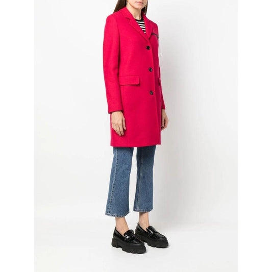 Love Moschino Chic Pink Woolen Coat with Logo Details red-wool-jackets-coat-1