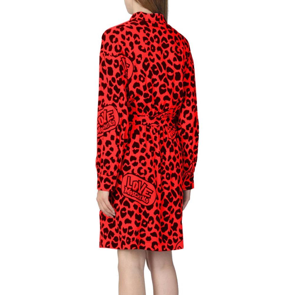 Love Moschino Elegant Viscose Blend Leopard Print Dress red-viscose-dress-2