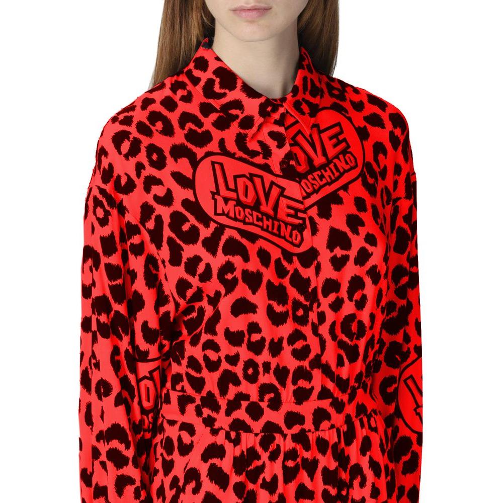 Love Moschino Elegant Viscose Blend Leopard Print Dress red-viscose-dress-2