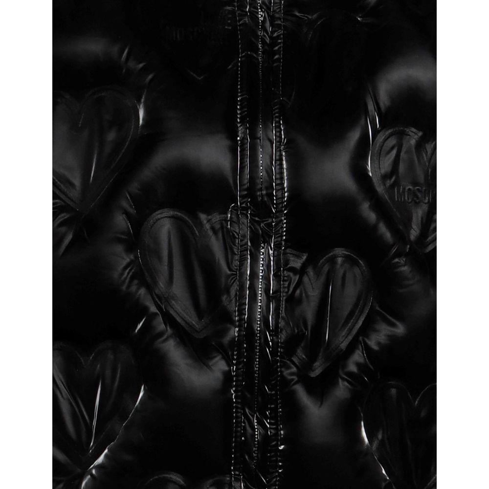 Love Moschino Chic Heart-Adorned Black Down Jacket chic-heart-adorned-black-down-jacket