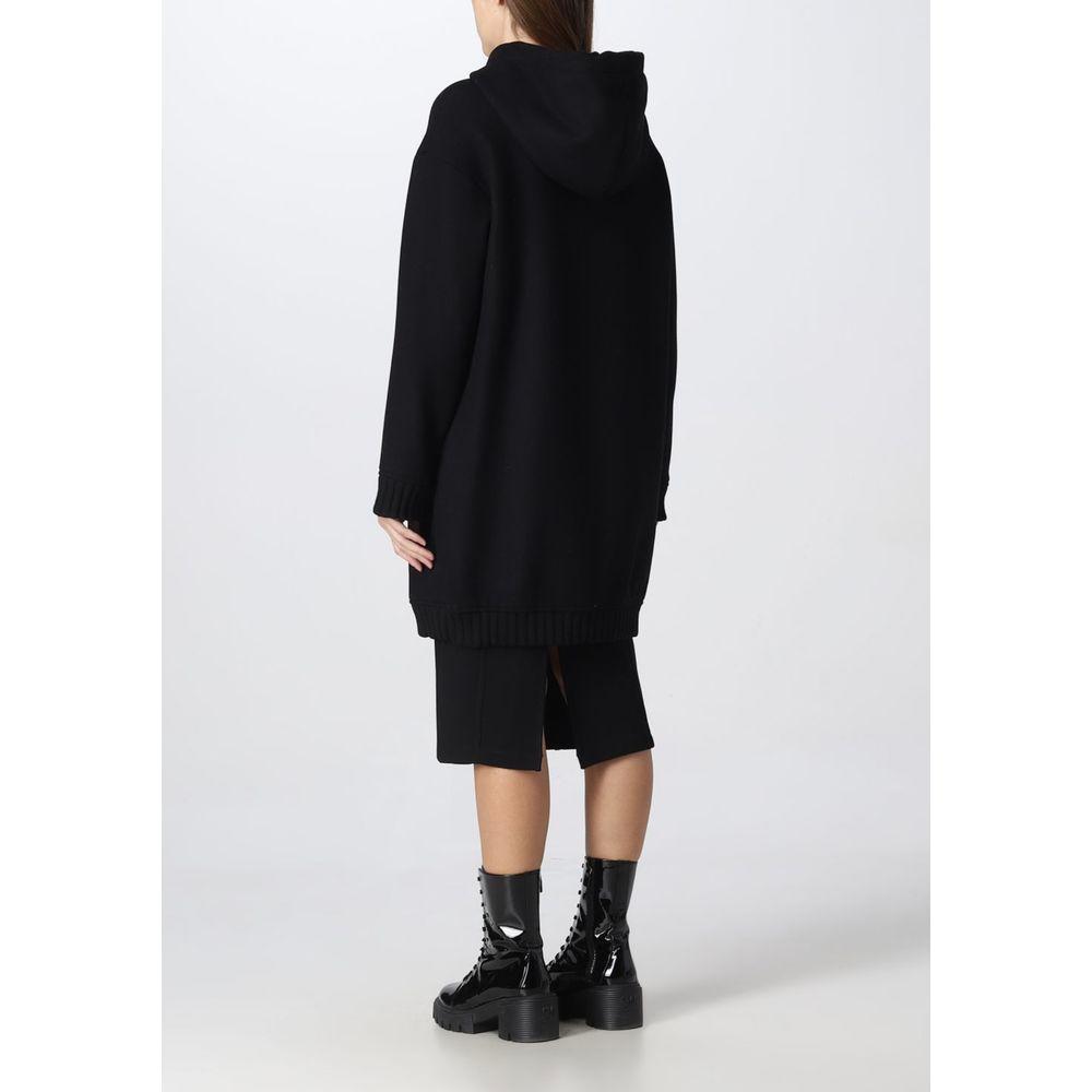 Love Moschino Elegant Black Wool Coat with Logo Detail black-wool-jackets-coat-5