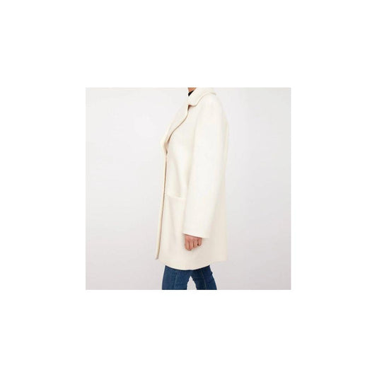 Love Moschino Chic White Winter Elegance Long Coat white-wool-jackets-coat