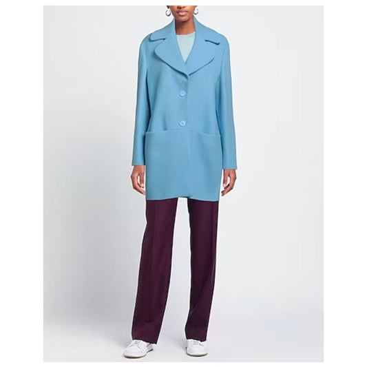 Elegant Light Blue Wool Coat