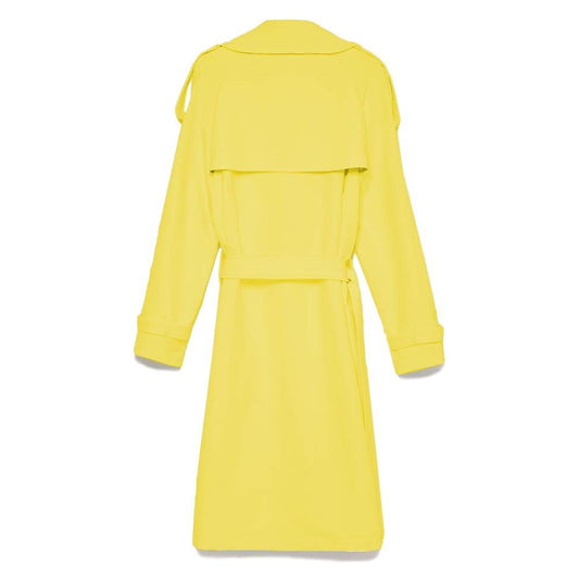 Hinnominate Elegant Double-Breasted Trench Coat in Yellow elegant-double-breasted-trench-coat-in-yellow