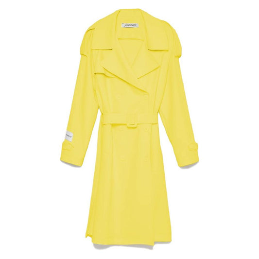 Hinnominate Elegant Double-Breasted Trench Coat in Yellow yellow-jackets-coat