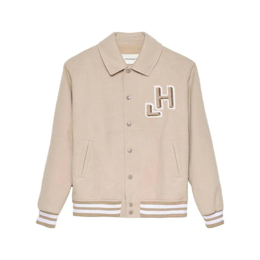 Hinnominate Chic Hazelnut Beige Bomber Jacket - Collegial Style chic-hazelnut-beige-bomber-jacket-collegial-style
