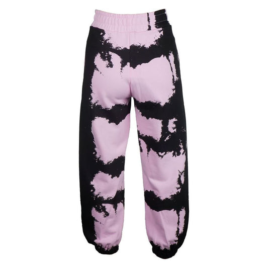 Comme Des Fuckdown Chic Pink Print Cotton Track Pants pink-cotton-trousers