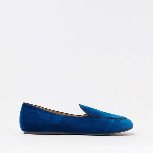 Charles Philip Elegant Velvet Matteo Moccasins blue-leather-flat-shoe