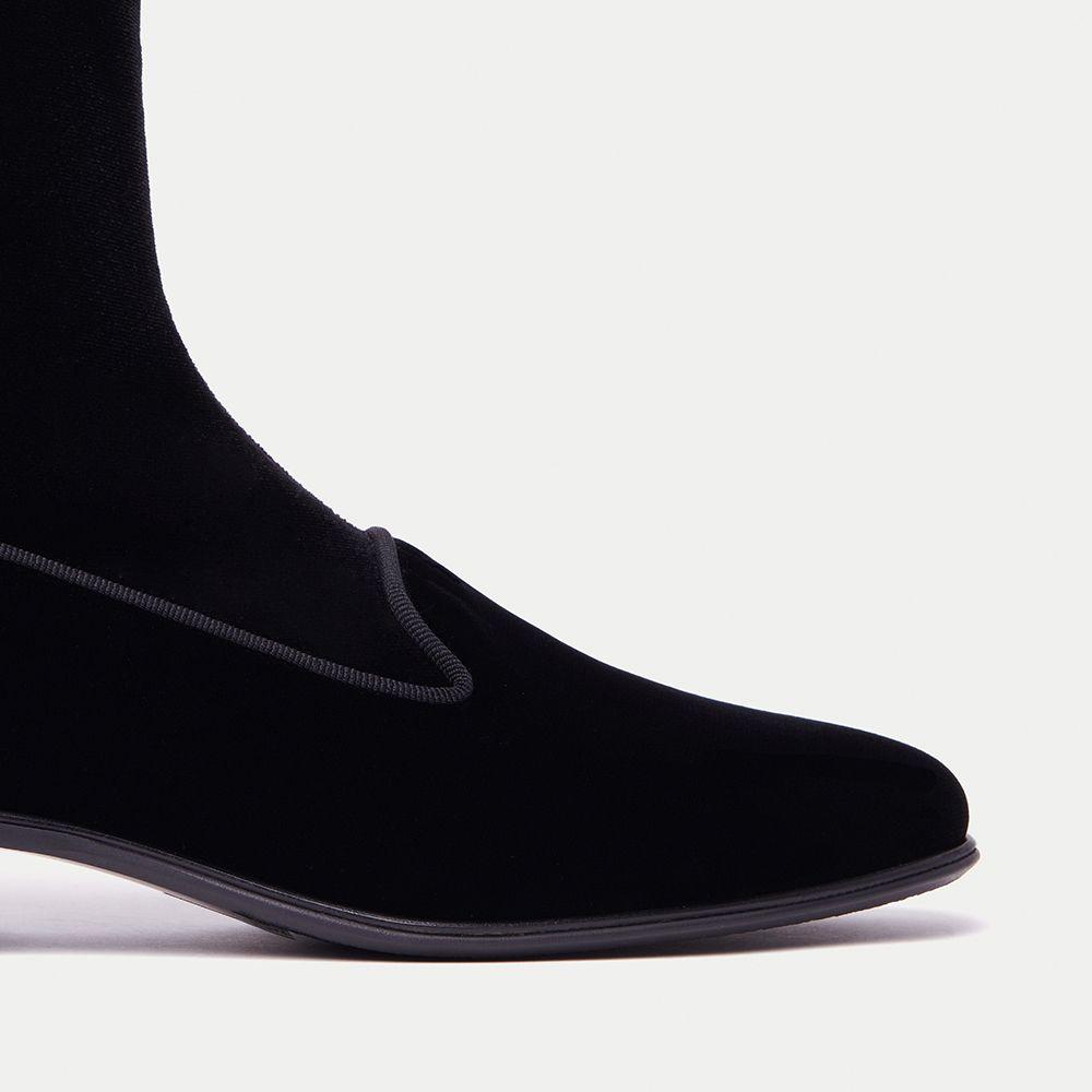 Charles Philip Elegant Velvet Ankle Boots for Women black-leather-boot-2