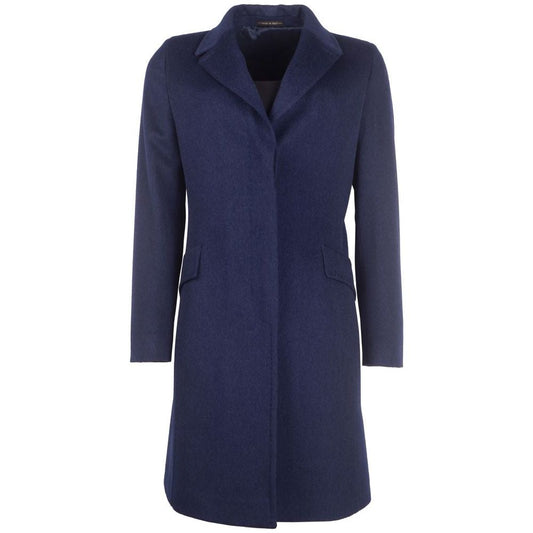 Made in Italy Elegant Virgin Wool Blue Coat for Her blue-jackets-coat-3
