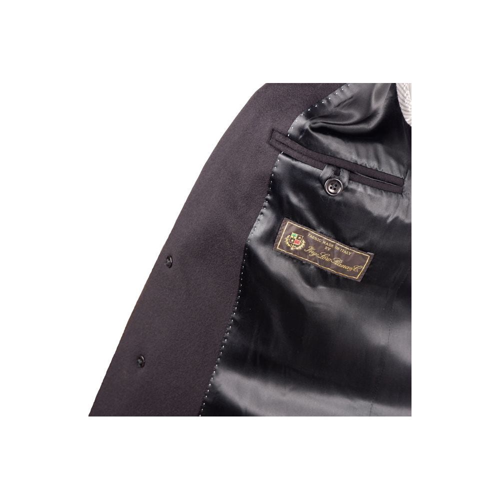 Made in Italy Elegant Black Virgin Wool Men's Coat black-jacket