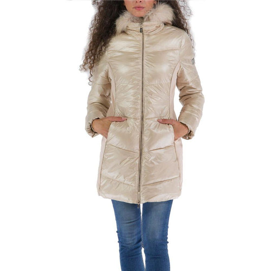 Chic Beige Padded Hooded Jacket