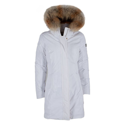 Yes Zee Chic White Down Jacket with Fur-Trimmed Hood chic-white-down-jacket-with-fur-trimmed-hood