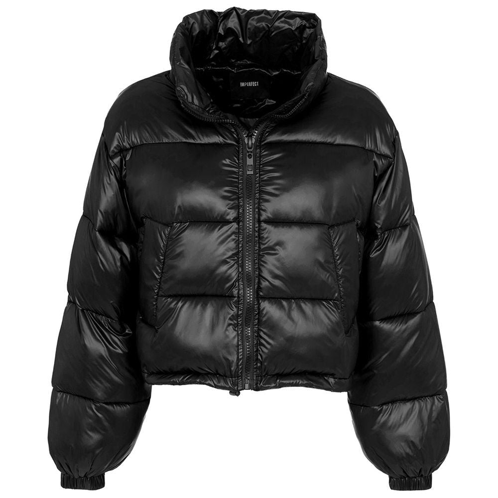 Imperfect Elegant Short Down Puffer Jacket black-polyamide-jackets-coat-5